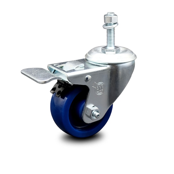3.5 Inch Solid Polyurethane Swivel 3/8 Inch Stem Caster with Total Lock Brake